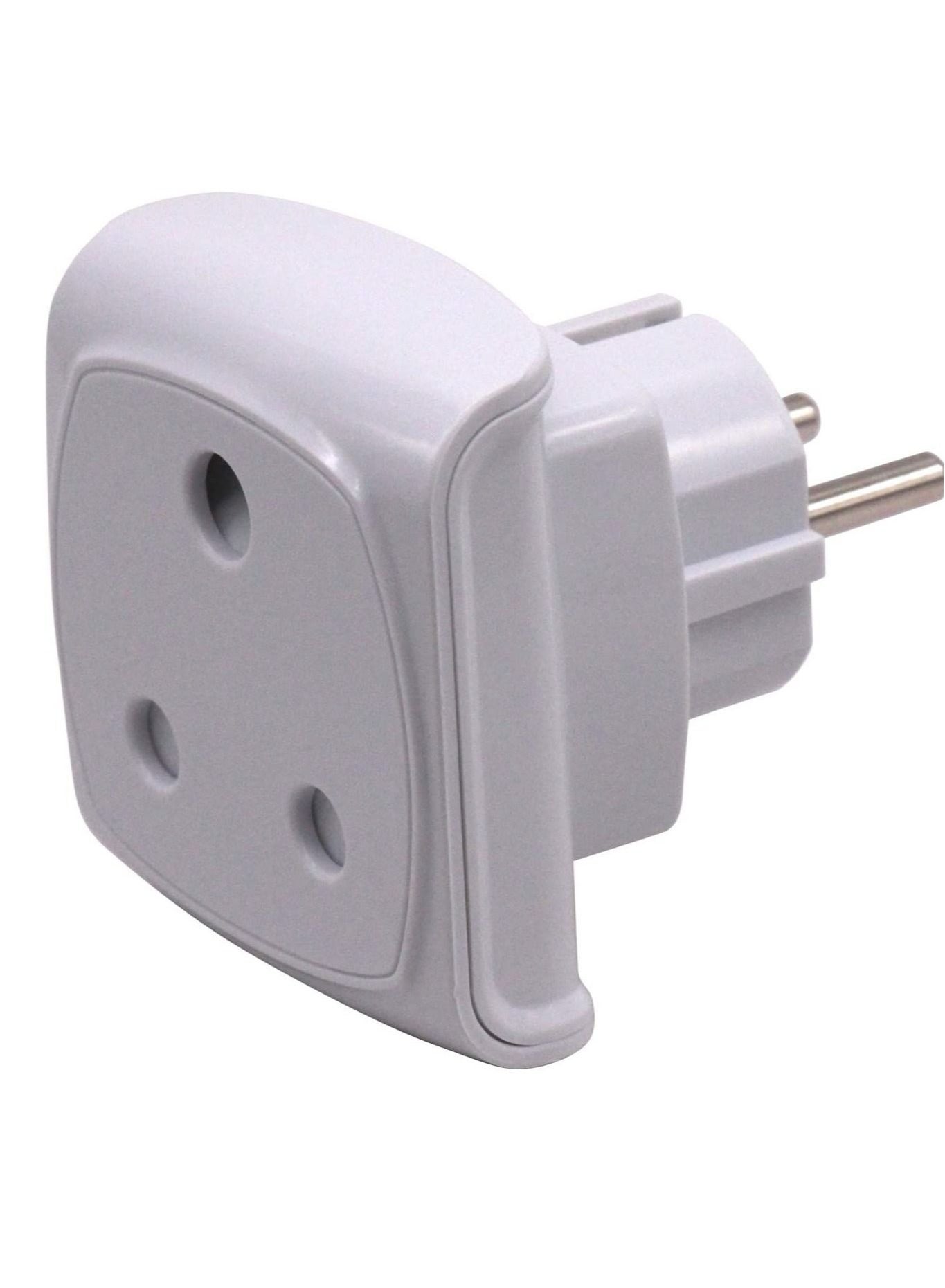 Captaintech South Africa 3-pin Large Plug Type M Adapter Convert to 2-pin EU/DE/FR Socket with Safety Shutter (White * 1 Piece)