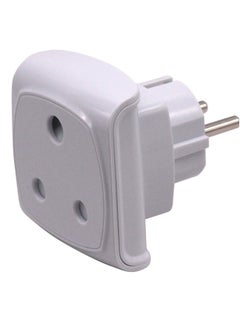 Captaintech South Africa 3-pin Large Plug Type M Adapter Convert to 2-pin EU/DE/FR Socket with Safety Shutter (White * 1 Piece)  - Image 1