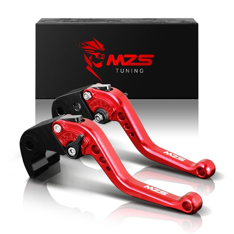 MZS Red Motorcycle Brake Clutch Levers Adjustable Short Compatible with GROM MSX125 1425 CBR500R CB500F CB500X 1321 Monkey 1825 CB300R 1825 CBR300R CB300F 1422 CBR250R 1115