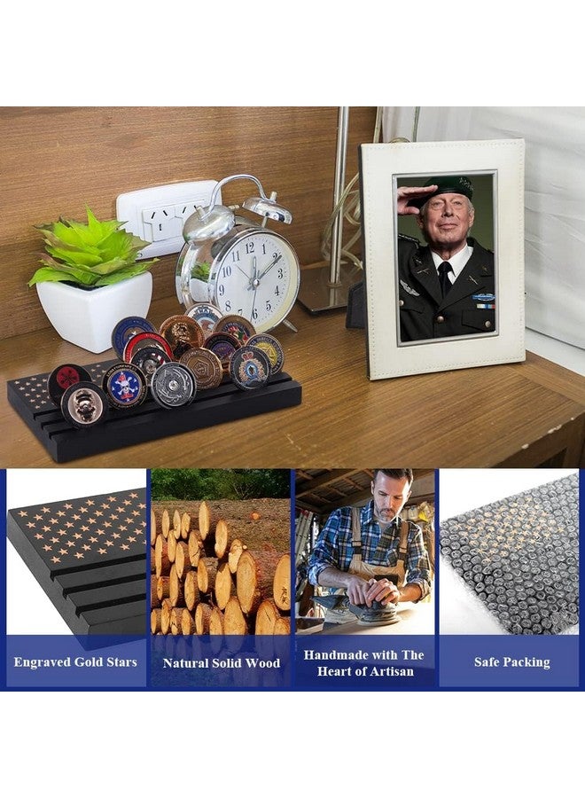 Samplife Coin Rack,Challenge Coins Display Stand Shelves Wooden Army Collectible Coins Holder Rack Case 6 Row Display American Flag - Image 4