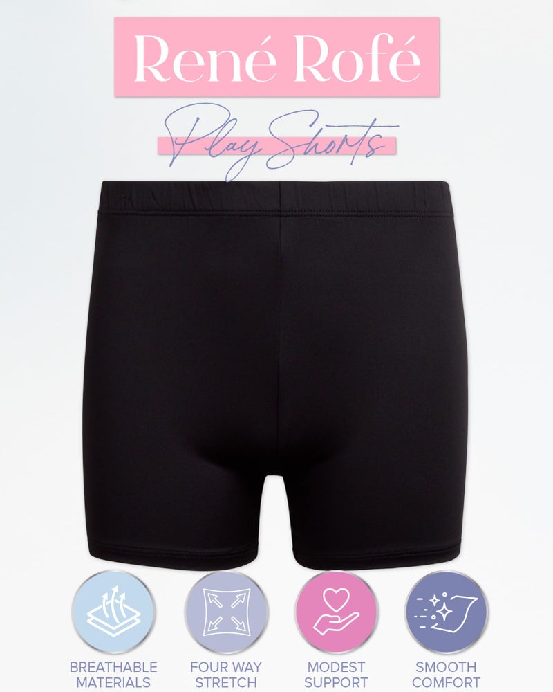 Rene Rofe Girls Athletic Shorts - 4 Pack Soft Stretch Breathable Girls Bike Shorts Four-Way Stretch Cheer Dance Sports Short, Size 6X, Black/Black/Black/Black - Image 2