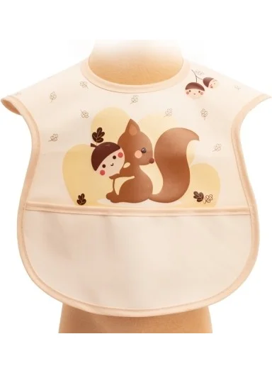 Sevi Bebe Sevi Baby Velcro Oilcloth Apron with Squirrel Pattern