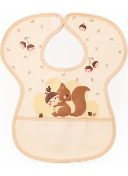 Sevi Bebe Sevi Baby Velcro Oilcloth Apron with Squirrel Pattern