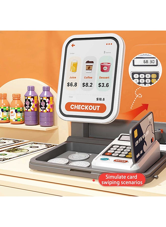 Toyland Toddler Supermarket Playset – 48PCS Pretend Shopping Cart with Lights, Sounds And Scanner – Kids Grocery Store Toy - Image 1