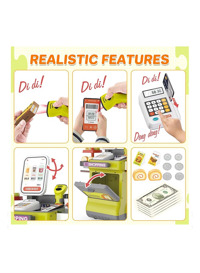 Toyland Toddler Supermarket Playset – 48PCS Pretend Shopping Cart with Lights, Sounds And Scanner – Kids Grocery Store Toy - Image 3