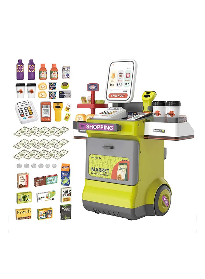 Toyland Toddler Supermarket Playset – 48PCS Pretend Shopping Cart with Lights, Sounds And Scanner – Kids Grocery Store Toy - Image 4