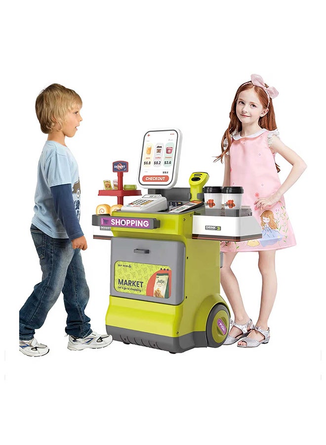 Toyland Toddler Supermarket Playset – 48PCS Pretend Shopping Cart with Lights, Sounds And Scanner – Kids Grocery Store Toy - Image 2