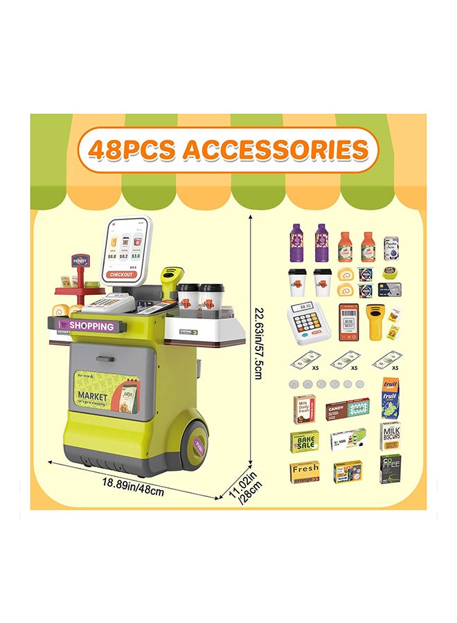 Toyland Toddler Supermarket Playset – 48PCS Pretend Shopping Cart with Lights, Sounds And Scanner – Kids Grocery Store Toy - Image 5