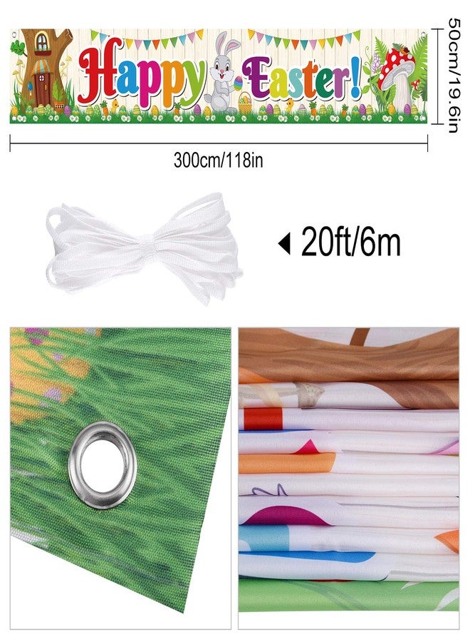 FEPITO Large Happy Easter Banner Fabric Easter lawn sign Backdrop Banner for Spring Easter Decoration Indoor Outdoor Easter Party Supplies,9.8FT*1.6FT - Image 3