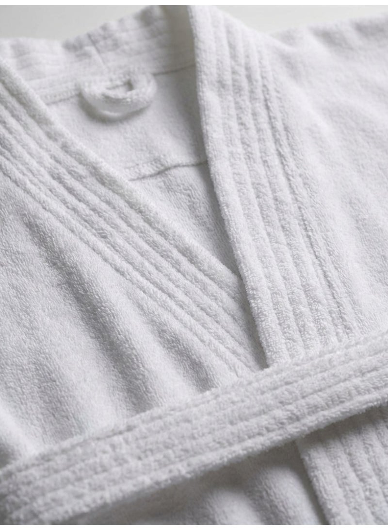 Ambrosia 100% Cotton White Terry Bathrobe Medium Luxor Unisex Spa and Lounge Robe, Highly Absorbent Luxury Hotel Quality Shower Loungewear with Pockets and Tie Belt - Image 2