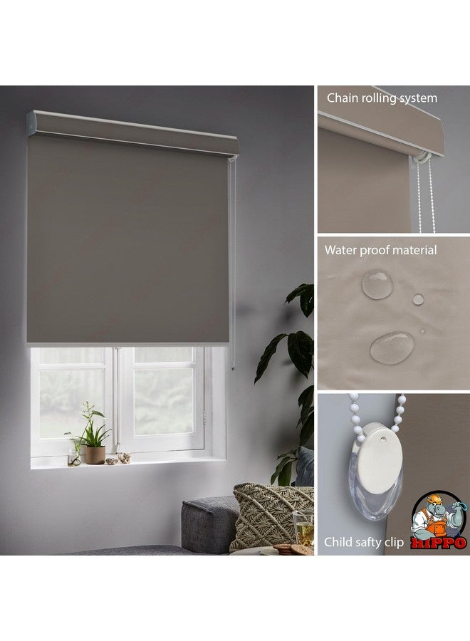 HIPPO 100% Blackout Roller Blinds for Windows UV Protection, Waterproof, Room Darkening, Corded Roll Up and Down Blinds for Home & Office Customizable (3FTX5FT, Euro-Beige) - Image 4