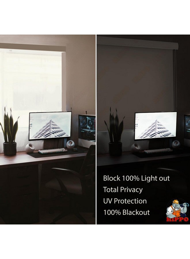 HIPPO 100% Blackout Roller Blinds for Windows UV Protection, Waterproof, Room Darkening, Corded Roll Up and Down Blinds for Home & Office Customizable (3FTX5FT, Euro-Beige) - Image 2