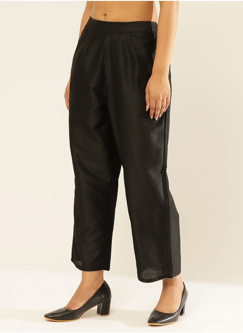 Abhishti - Abhishti Cotton Silk Cropped Pants - Black - Image 1