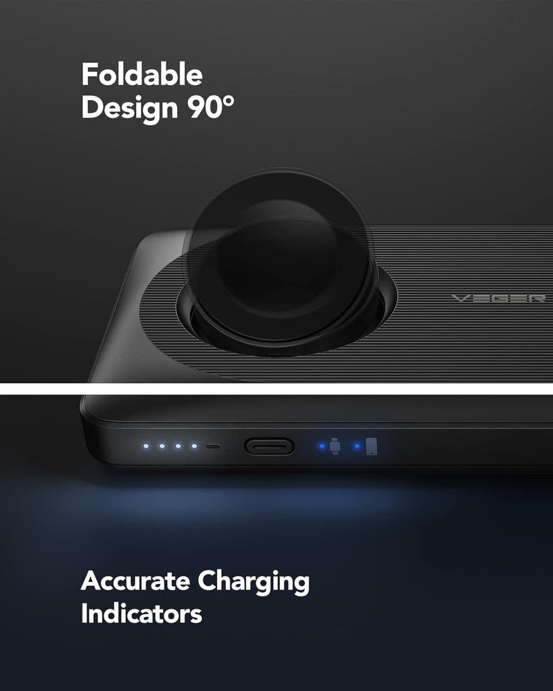 VEGER Magnetic Wireless Power Bank for Apple Watch Charger,3 in 1 Portabl Power bank 10000mAh for iWatch, PD22.5W Fast Charging Compatible for iPhone 14/13/12 Series, Apple Watch Ultra/8/7/6/5/4/3/2 - Image 5