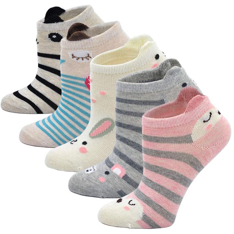 Artfasion Kids Girls Animal Socks: Cute Cartoon Crew Ankle 5 Pairs Soft Funny Childs Breathable Socks for 8-11 Years Students Daughter Granddaughter Walking Running Traveling School Garden Playing - Image 1