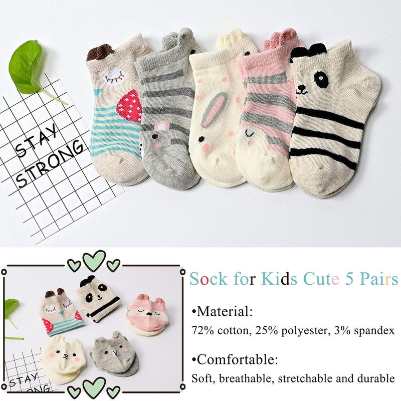 Artfasion Kids Girls Animal Socks: Cute Cartoon Crew Ankle 5 Pairs Soft Funny Childs Breathable Socks for 8-11 Years Students Daughter Granddaughter Walking Running Traveling School Garden Playing - Image 5