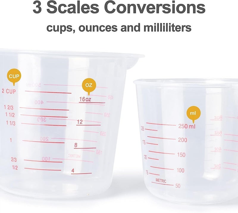 EARTHCONE EARTHCONE 250ml Plastic Measuring Cup 500ml Plastic Measuring Cup 1000ml Plastic Measuring Cup for Home Hotel Restaurant Kitchen Cooking Baking Lab Use 1Set  - Image 4