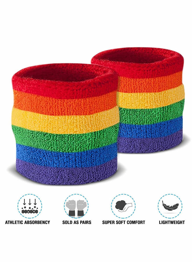 KASTWAVE مجموعة عصابات العرق، عصابات عرق مخططة تمتص الرطوبة، عصابة رأس و عصابات معصم لكرة السلة والتمارين الرياضية (1 قطعة عصابة رأس 2 قطعة عصابات معصم) - Image 4