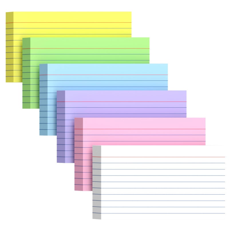 AILZFEI 300 Count Index Cards 3x5 Inch Colored - 180gsm Heavyweight Flash Card (50 Sheets Each), Durable & Portable Note Taking for Students, Teachers, Study Flashcards for School Office Home - Image 1