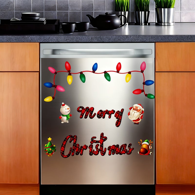 41pcs Christmas Magnetic Dishwasher Stickers Santa Reindeer Light Bulb Design - Image 1