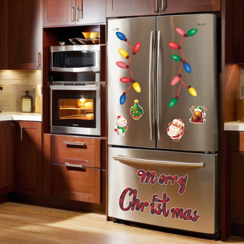 41pcs Christmas Magnetic Dishwasher Stickers Santa Reindeer Light Bulb Design - Image 4