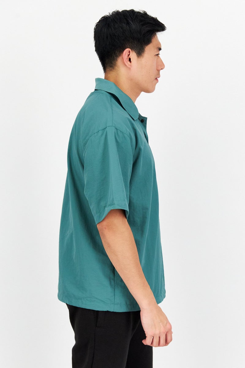 FILA تي شيرت بولو رياضي للرجال بشعار العلامة التجارية، أخضر - Image 3