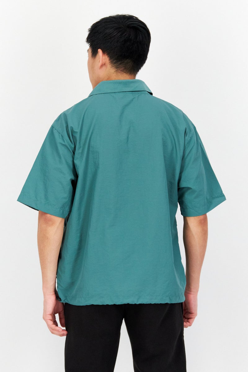 FILA تي شيرت بولو رياضي للرجال بشعار العلامة التجارية، أخضر - Image 2