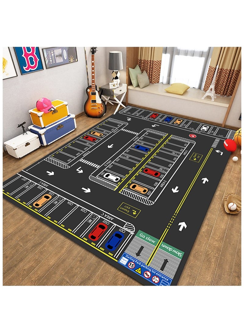 Traffic-Themed Educational Playmat Rug Carpet Crawling Floor Mat for Kids (Size 80cm×120cm/32"x47")  - Image 1