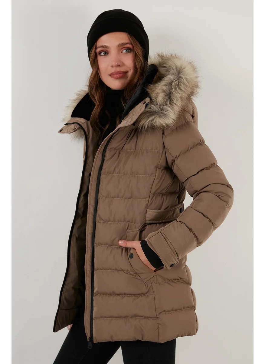 Lela Collar Faux Fur Removable Hooded Puffer Coat Women's Coat 497Yasmin21
