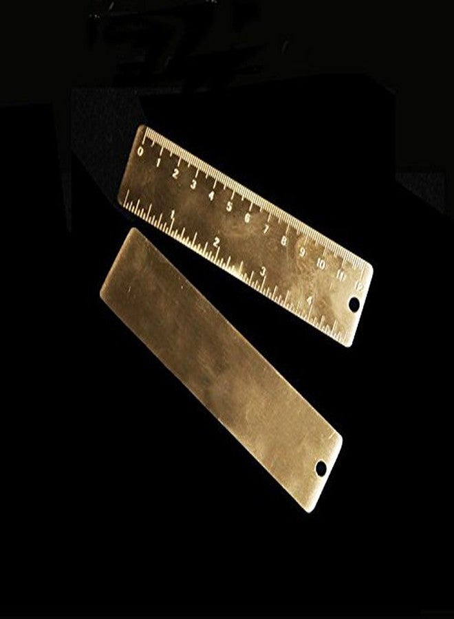 Ergonflow Gold Brass Ruler - Vintage Metal Copper Bookmark Dual Scale Engraved 4.75" (12Cm) Set of 2 - Image 3