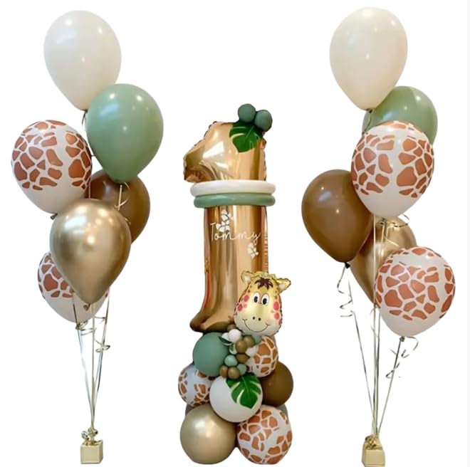 مانجو 30 قطعة من الغابة الخضراء الزرافة بالون حفلة عيد ميلاد اللوازم الزخرفية دش 10 بالون مرقط 12 مجموعة بالون عمود رقمي 2 - Image 1