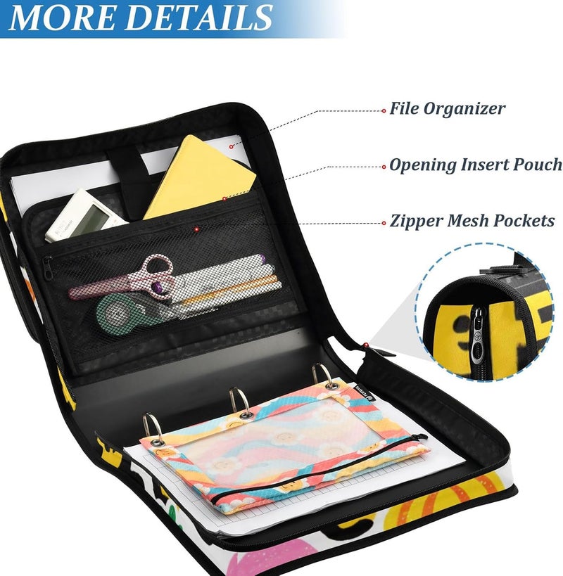 Bright Yellow Leopard Print Halloween 1.5 Inch 3 Rings Organizer Binder with Handle Includes Zip Pocket School Supplies Organizer for School and Office - Image 4