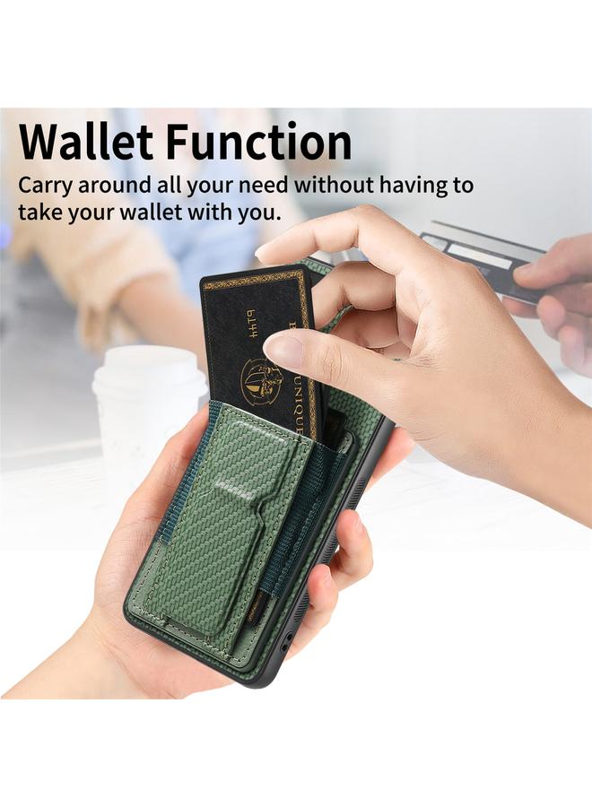 اس-توب جراب هاتف Samsung Galaxy S20 FE مصنوع من ألياف الكربون مع حامل قابل للطي وحقيبة بطاقات مرنة - Image 4