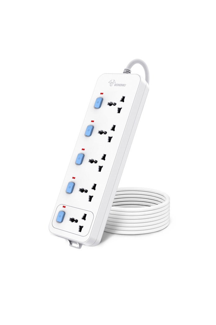 غونغنيو سلك تمديد كهربائي متعدد المقابس بطول 3 متر – لوحة تمديد مزودة بحماية من زيادة التيار، هيكل مقاوم للحريق، قفل أمان، تصميم جداري للمنزل والمكتب - Image 3