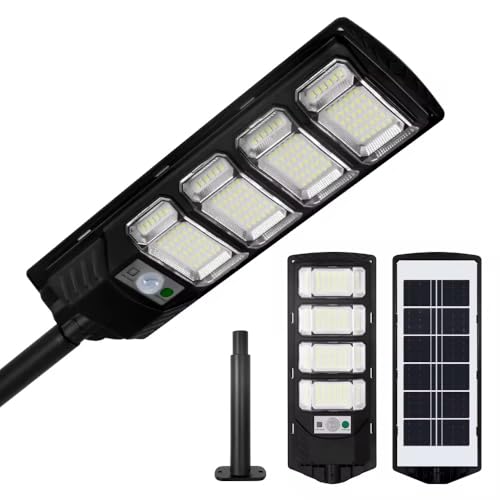 kh Plastic Solar Street Lights Outdoor Waterproof 192 LED 80 W Solar Dusk to Dawn Flood Light Outside Solar Powered Security Exterior Wall Mount Lamp Motion Sensor Remote Control (Pack of 1) - Image 2
