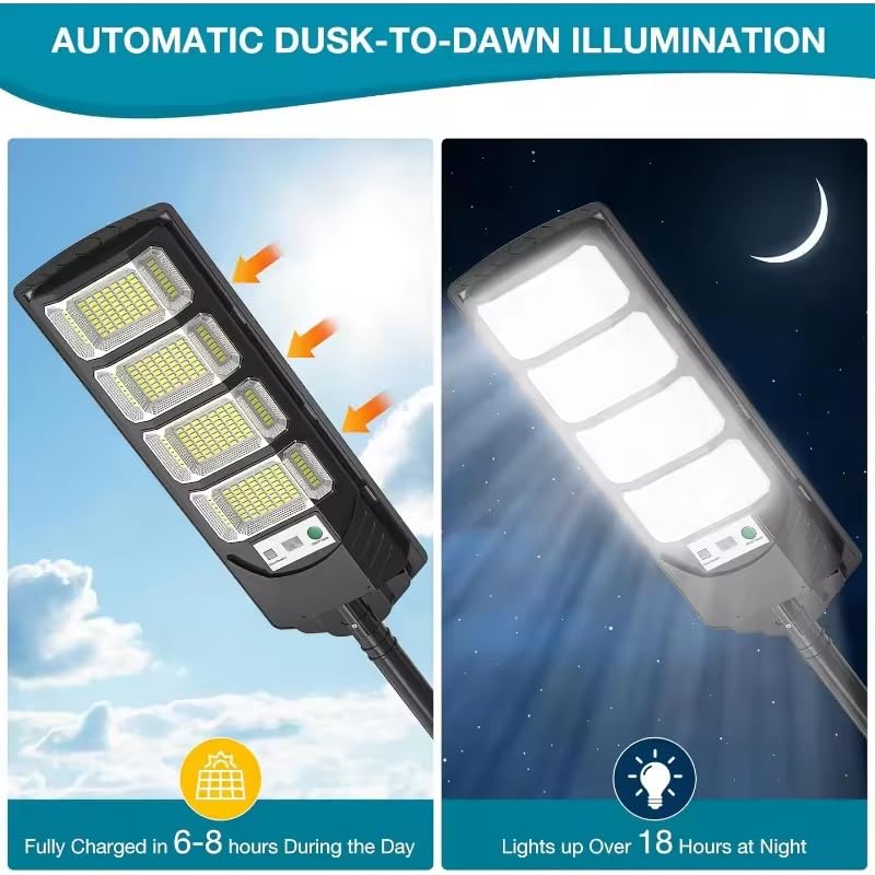 kh Plastic Solar Street Lights Outdoor Waterproof 192 LED 80 W Solar Dusk to Dawn Flood Light Outside Solar Powered Security Exterior Wall Mount Lamp Motion Sensor Remote Control (Pack of 1) - Image 4