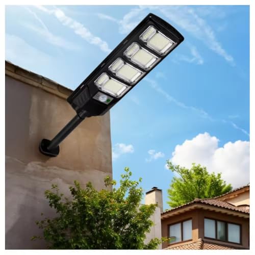 kh Plastic Solar Street Lights Outdoor Waterproof 192 LED 80 W Solar Dusk to Dawn Flood Light Outside Solar Powered Security Exterior Wall Mount Lamp Motion Sensor Remote Control (Pack of 1) - Image 1