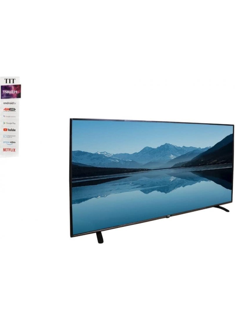 تي اي تي تلفزيون TIT ذكي LED 58 بوصة 4K UHD بدقة 3840x2160 HDR نظام أندرويد واي فاي Netflix YouTube صوت دولبي HDMI USB T58U221 - Image 1