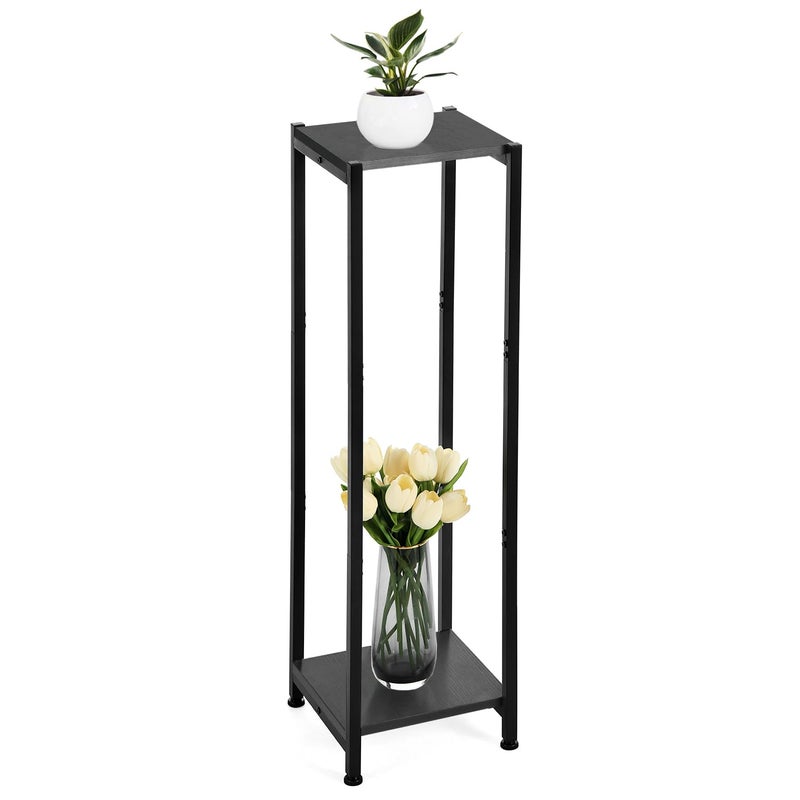 Dipion Extra Tall Plant Stand Indoor,40 Inch Plant Stands,2 Tier Metal Plant Stand with Heavy Duty Wood,Black - Image 1