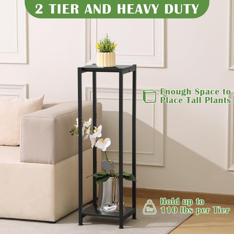 Dipion Extra Tall Plant Stand Indoor,40 Inch Plant Stands,2 Tier Metal Plant Stand with Heavy Duty Wood,Black - Image 4
