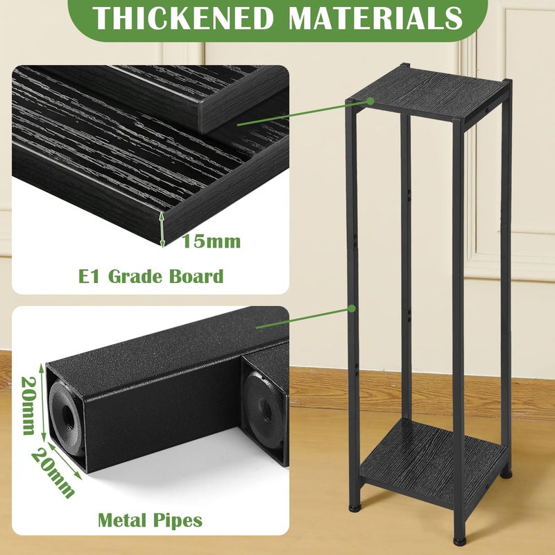 Dipion Extra Tall Plant Stand Indoor,40 Inch Plant Stands,2 Tier Metal Plant Stand with Heavy Duty Wood,Black - Image 2