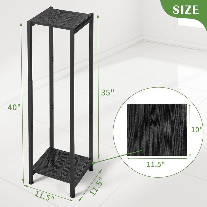 Dipion Extra Tall Plant Stand Indoor,40 Inch Plant Stands,2 Tier Metal Plant Stand with Heavy Duty Wood,Black - Image 5