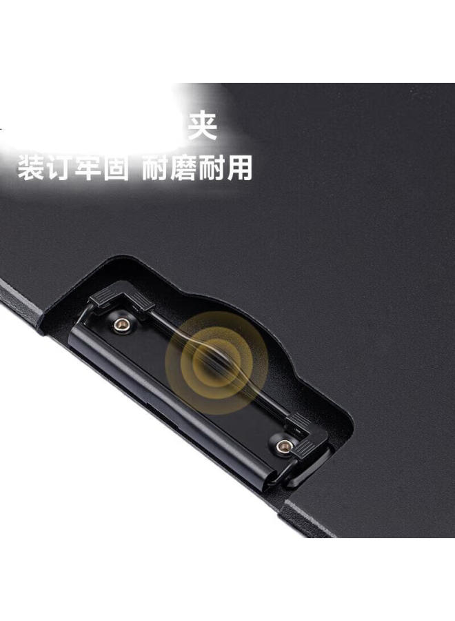 Fizz Fiz A4 Landscape File Folder, Folding Board, Conference Folder, Thickened Hard Metal Clip, Student Exam Paper Folder, Pad, Business Desktop Office Supplies, Black, Fz101008 - Image 3