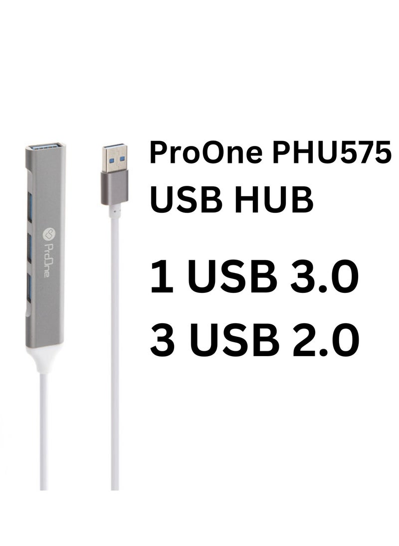 ProOne - PHU575 USB 3.0 to USB Hub, 4 Ports 1 USB 3.0 + 3 USB 2.0 High-speed data transfer - Image 1