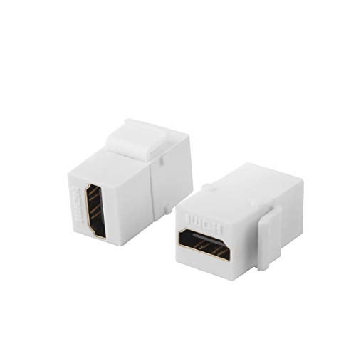 TENINYU HDMI Keystone Coupler, (2-Pack) HDMI Keystone Jack Insert,Gold Plated HDMI Female to Female Coupler Adapter-White - Image 2