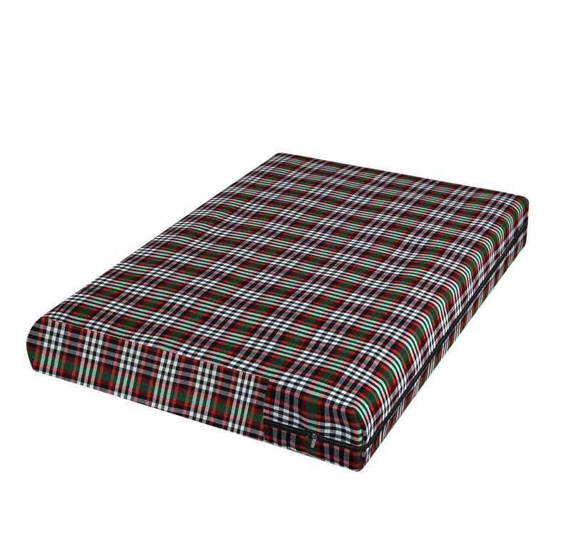 PRISCILLA Cotton Mattress Cover Protector Single Bed with Strong Zip/Chain (2 Pc, 6x3 ft) | All Around Protection with 360° Encasing with Zipper (Pack of 2, 72x36 Fits Upto 6 inches, Red/Green) - Image 5