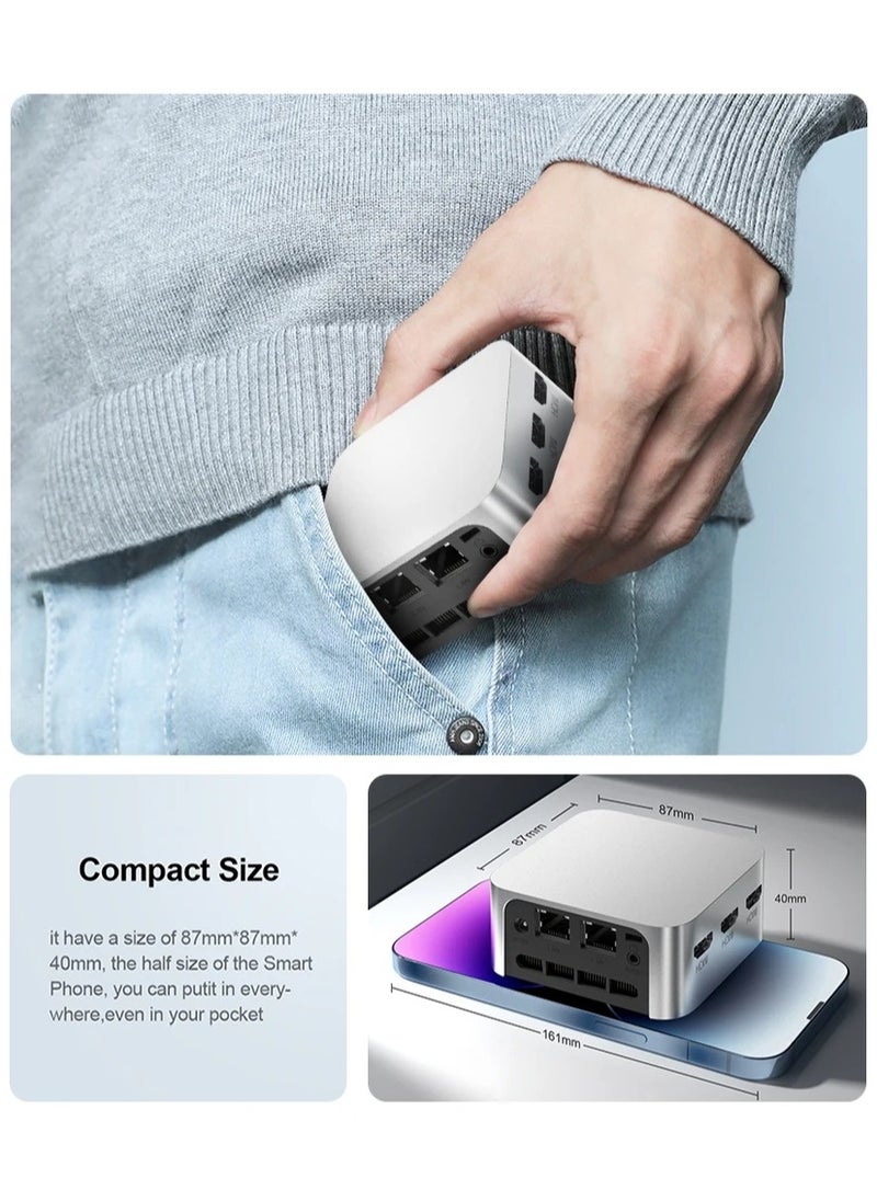Intel - T8Plus Mini Host Dual Gigabit Network Port N100N5095 Office Game 4K Portable MiniPC Computer - Image 1