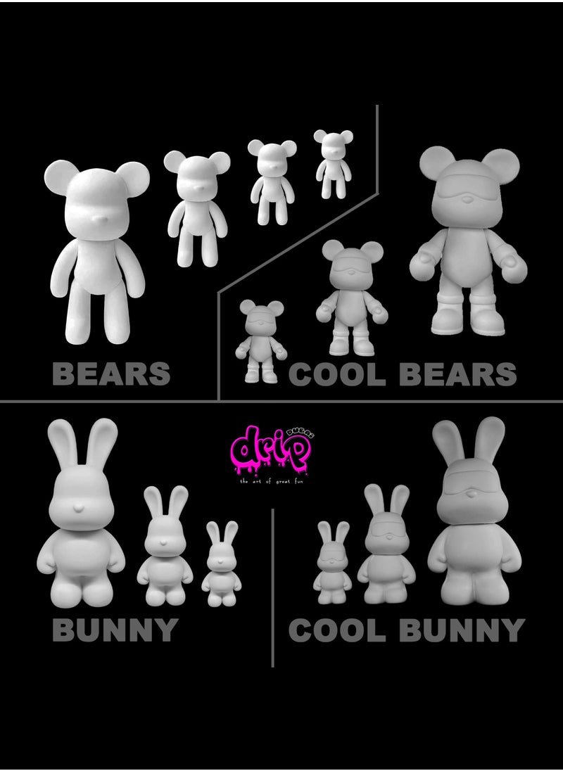 Generic - COOL BEAR COIN PIGGY BANK FIGURE (9 inch - 23 cm) ACRYLIC DRIP POUR PAINT COMPLETE KIT, Colors: Light-Pink, Silver, Mint-Green. - Image 1