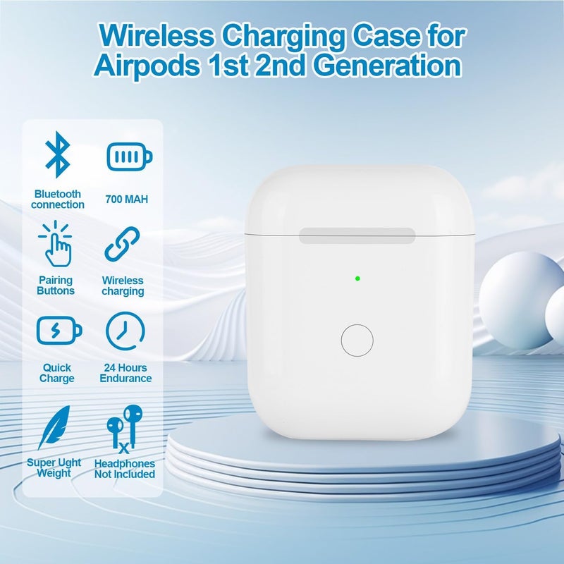 إكسفور حالة شحن لاسلكية متوافقة مع AirPods الجيل الأول والثاني، حالة شحن بديلة مزودة بزر توصيل عبر البلوتوث، بدون سماعات الأذن. - Image 5
