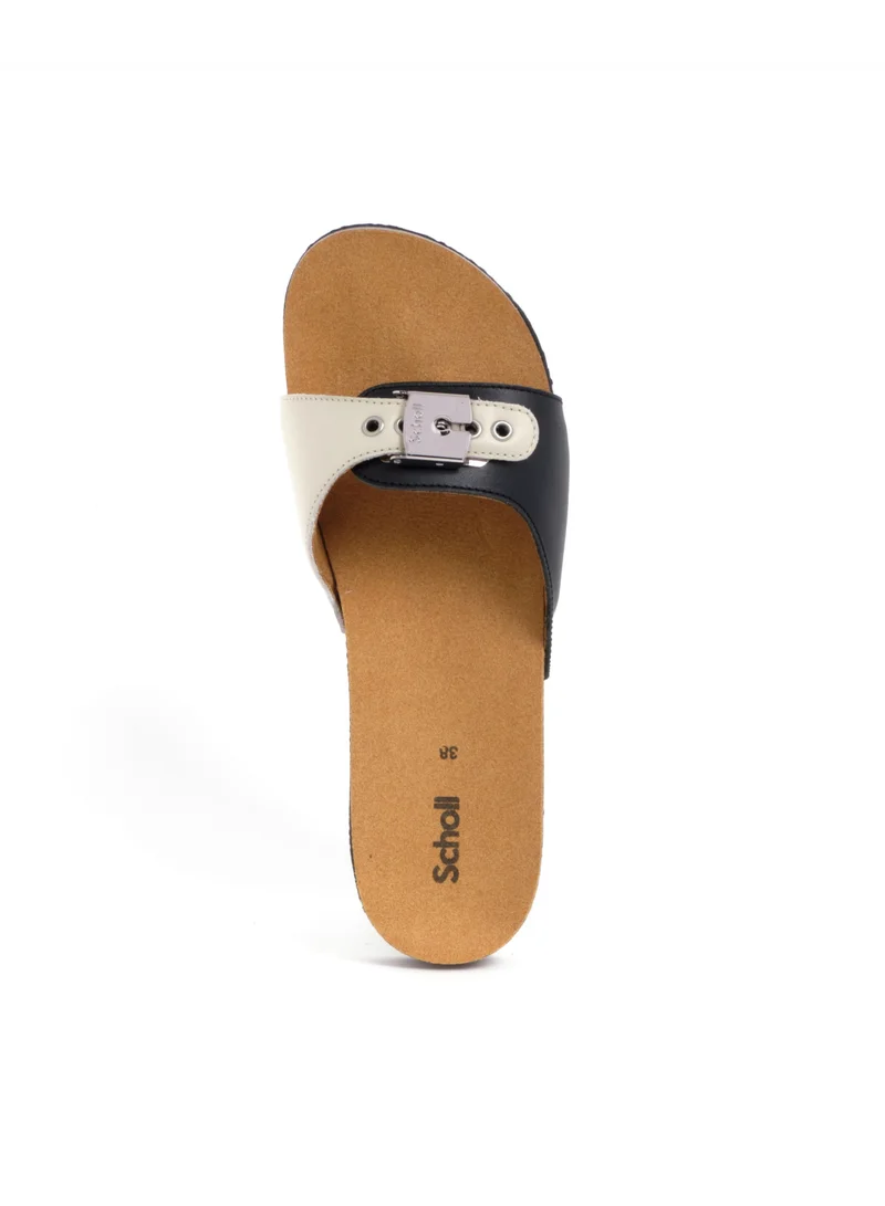 Scholl MULES BLACK/OFF WHITE PESCURA FLAT CORK 2